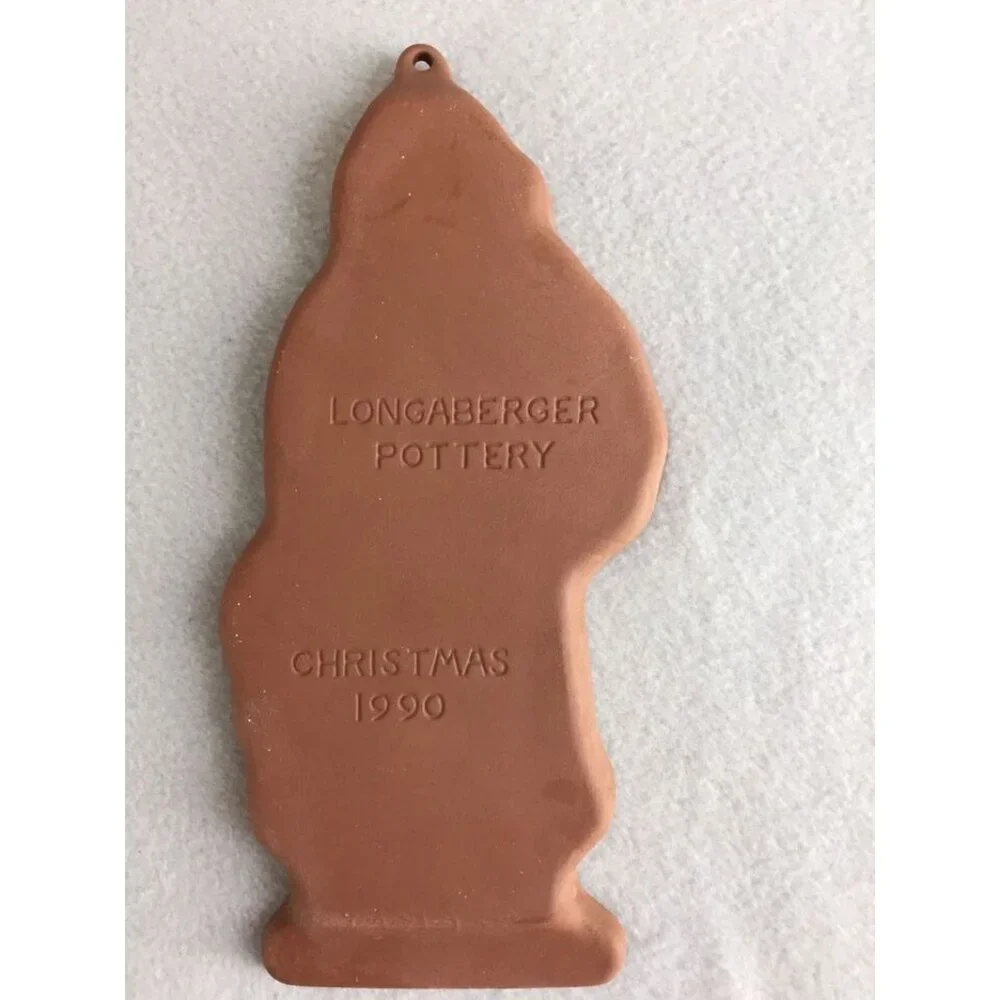 Longaberger Pottery Father Christmas Cookie Mold 1990 Vintage Terracotta